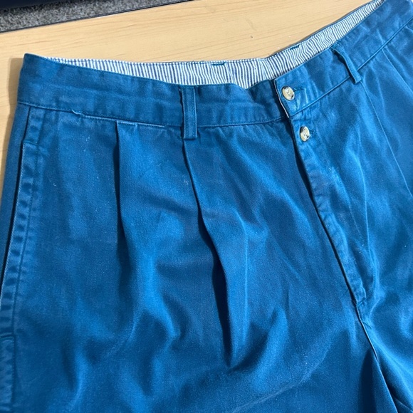 Vintage Christian Dior Monsieur Teal Shorts Pleated Blue Button Men’s Size 38 - Picture 7 of 9